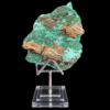 Revers du spécimen de chrysocolle et malachite, zones vertes et ocre Revers de la pièce avec plages vertes et zones ocre.